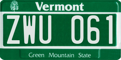 VT license plate ZWU061