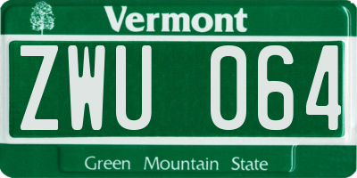 VT license plate ZWU064