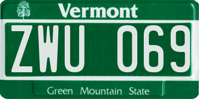 VT license plate ZWU069