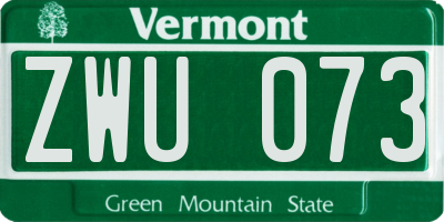 VT license plate ZWU073