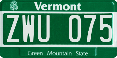 VT license plate ZWU075