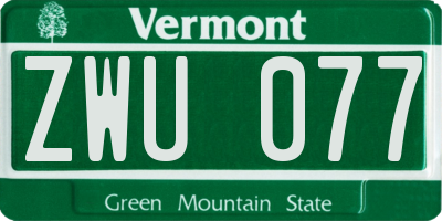 VT license plate ZWU077