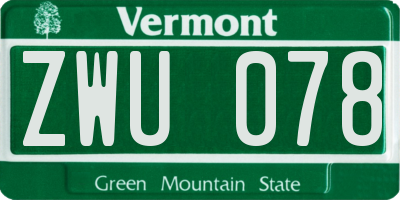 VT license plate ZWU078
