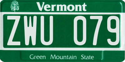 VT license plate ZWU079