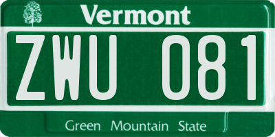 VT license plate ZWU081