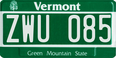 VT license plate ZWU085