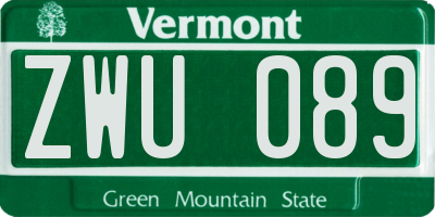 VT license plate ZWU089