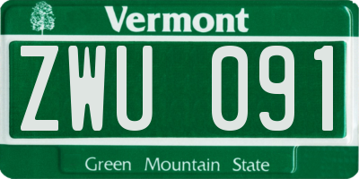 VT license plate ZWU091