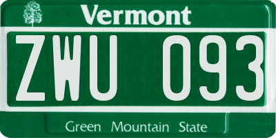 VT license plate ZWU093