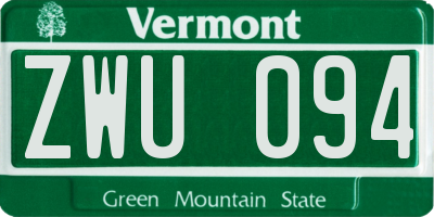 VT license plate ZWU094