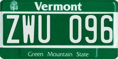VT license plate ZWU096