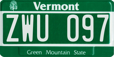 VT license plate ZWU097