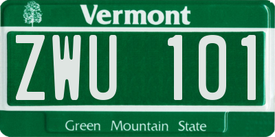 VT license plate ZWU101