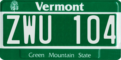 VT license plate ZWU104