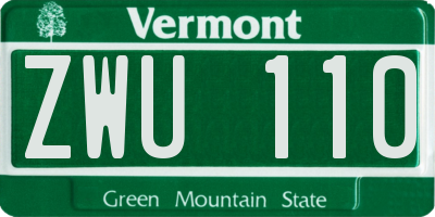 VT license plate ZWU110