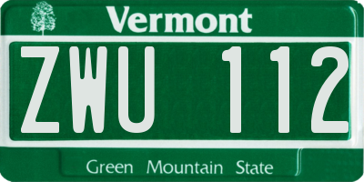VT license plate ZWU112
