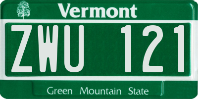 VT license plate ZWU121
