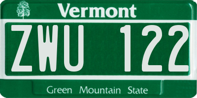 VT license plate ZWU122