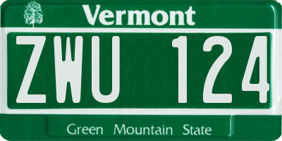 VT license plate ZWU124