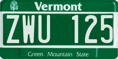 VT license plate ZWU125