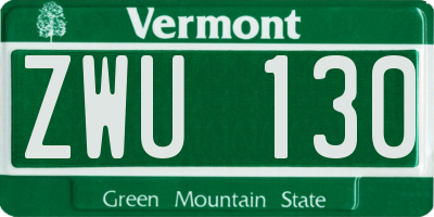 VT license plate ZWU130