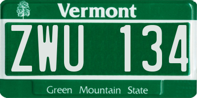 VT license plate ZWU134