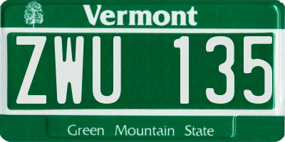 VT license plate ZWU135