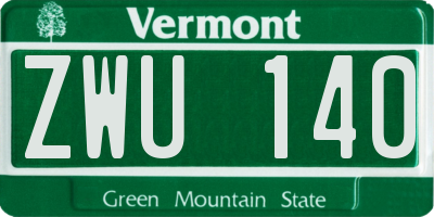 VT license plate ZWU140