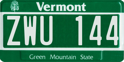 VT license plate ZWU144