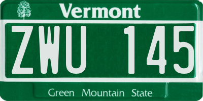 VT license plate ZWU145