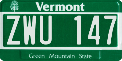 VT license plate ZWU147