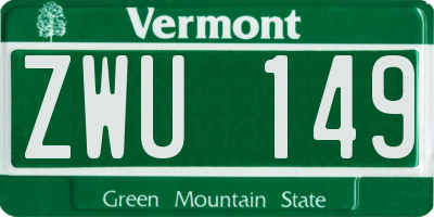 VT license plate ZWU149