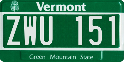 VT license plate ZWU151