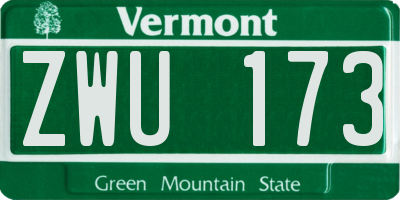 VT license plate ZWU173