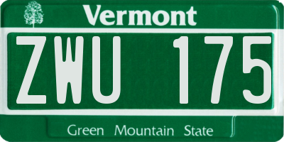 VT license plate ZWU175