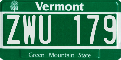 VT license plate ZWU179