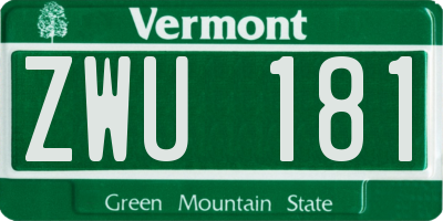 VT license plate ZWU181
