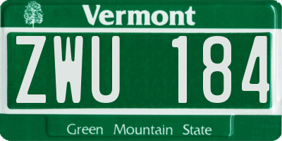 VT license plate ZWU184