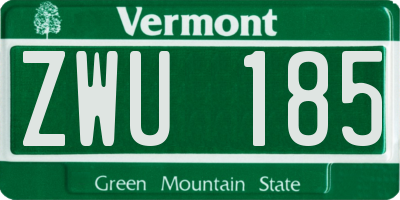 VT license plate ZWU185
