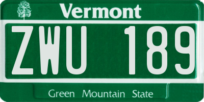 VT license plate ZWU189