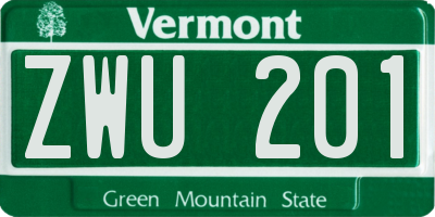 VT license plate ZWU201