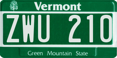 VT license plate ZWU210