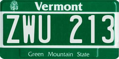 VT license plate ZWU213