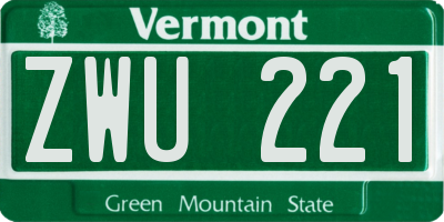VT license plate ZWU221