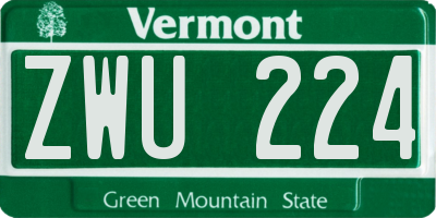 VT license plate ZWU224