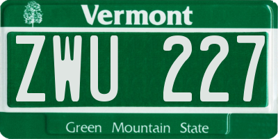 VT license plate ZWU227