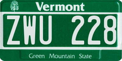 VT license plate ZWU228