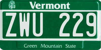 VT license plate ZWU229