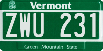 VT license plate ZWU231