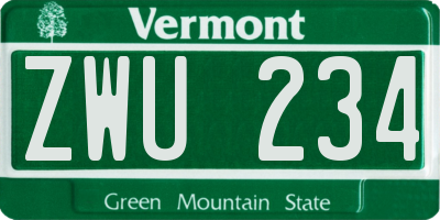 VT license plate ZWU234